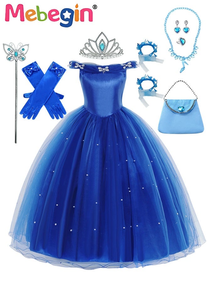 MEBEGIN Deluxe Princess Costume Set with 7PCS Accessaries, Fancy Elegant Off Shoulder Frock, Fairy Dress with Exquisite Decoration, Suitable for Party, Birthday, Funfair, Stage Performance, Cosplay and Any Other Special Occasions - Image 1
